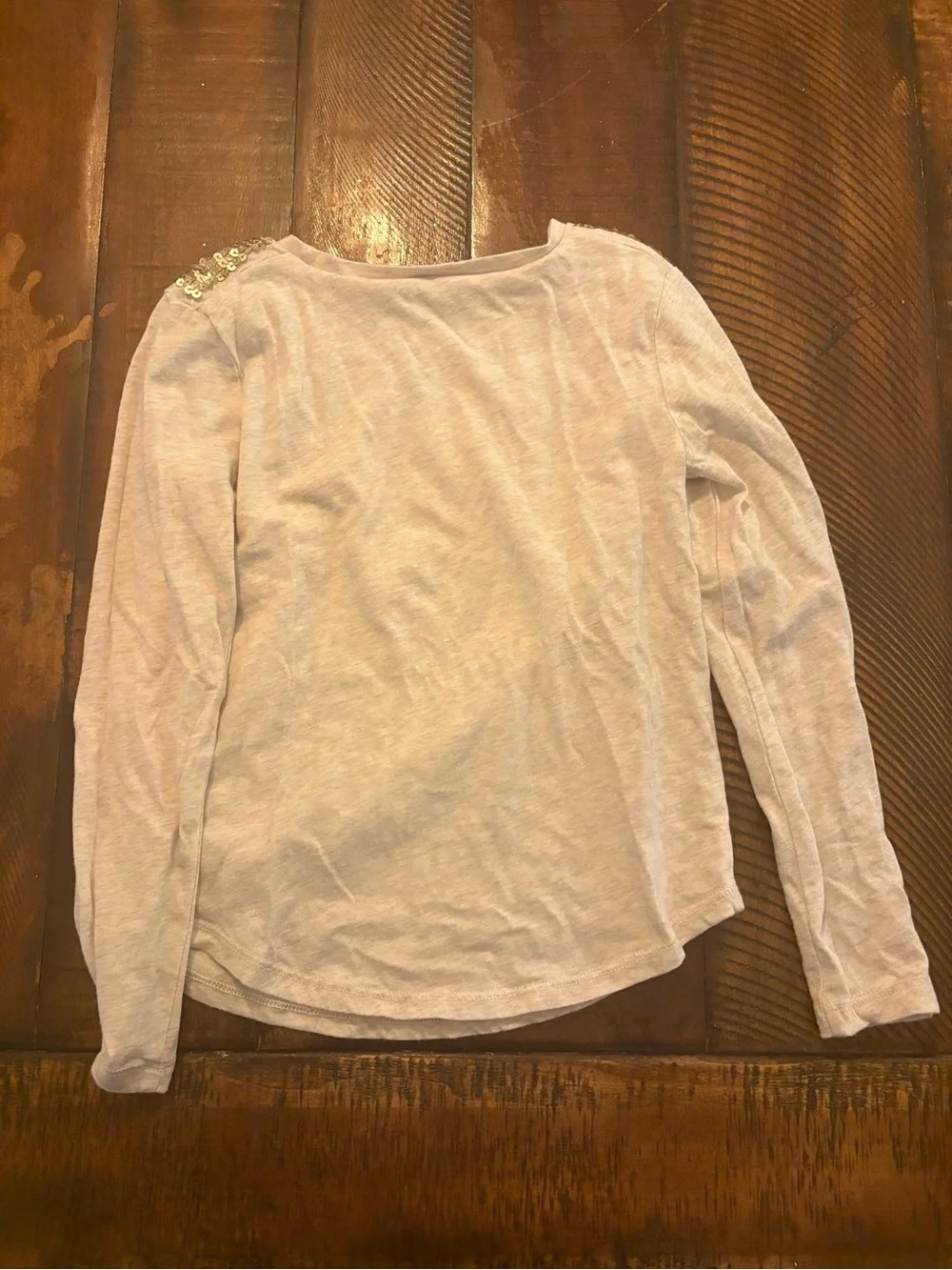GAP Long-Sleeve Sequin Shoulder Top - Light Pink
